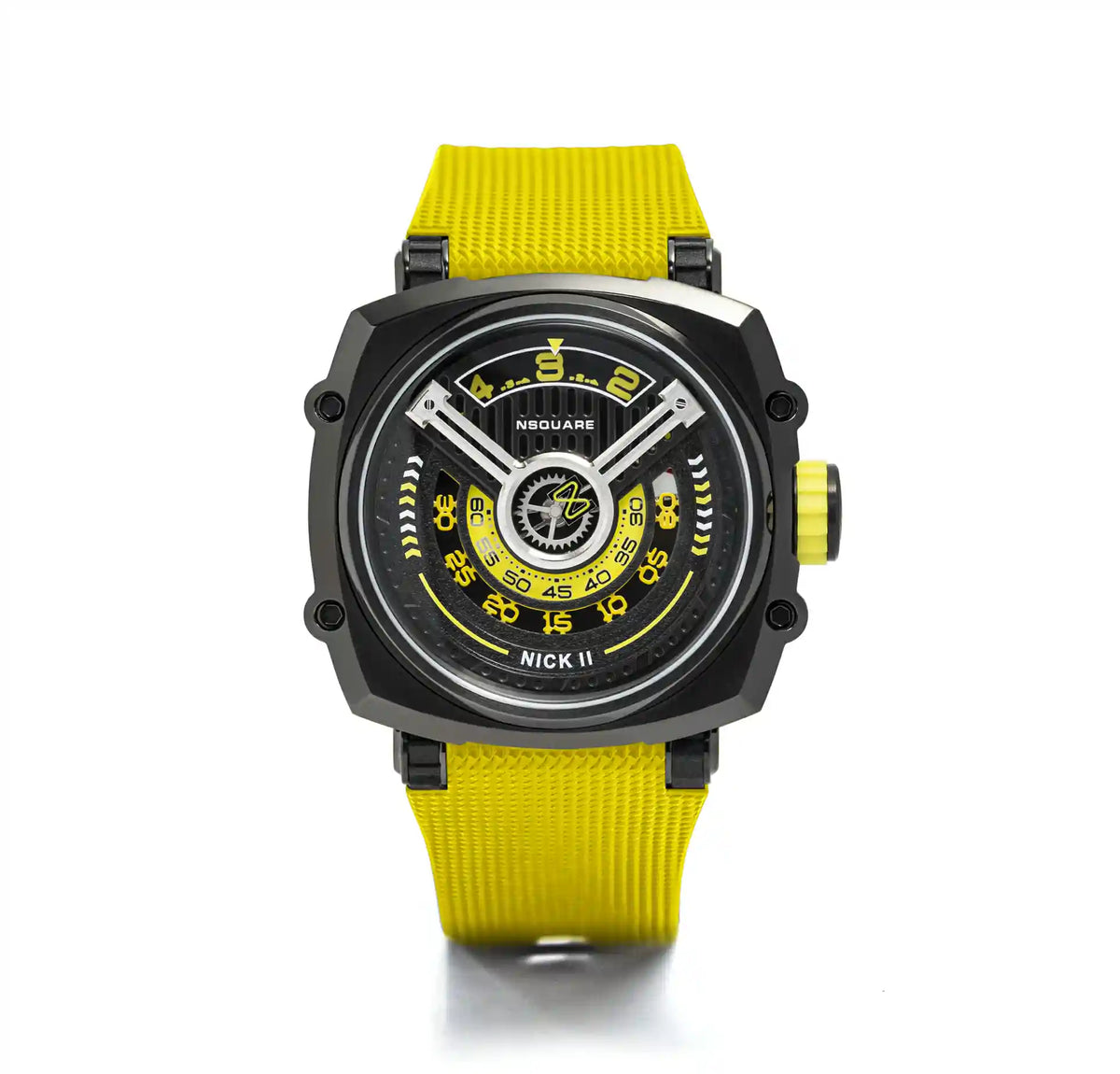 NSQUARE NICK II AUTOMATIC WATCH 45MM N12.1 BLACK/YELLOW/YELLOW |NSQUARE NICK II自動錶 45毫米 N12.1 黑色/黃色/黃色