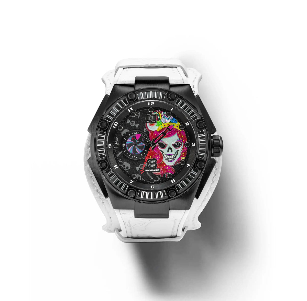 NSQUARE JAPJAP AUTOMATIC WATCH - 46MM N42.3 Blizzard White / Black|NSQUARE JAPJAP系列 自動錶-46毫米 N42.3 暴雪白/黑色 限量版