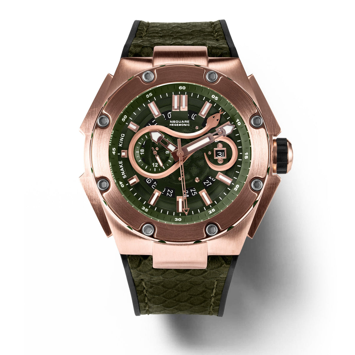 NSQUARE SnakeKing Automatic Watch-46mm N10.11LS Camper Green|NSQUARE 蛇皇系列 自動錶-46毫米 N10.11LS 軍營綠