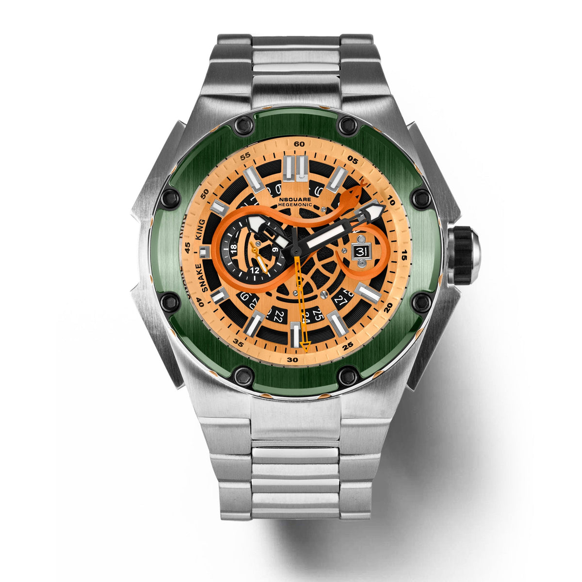 NSQUARE SnakeKing Automatic Watch-46mm N10.9SS Green Magic|NSQUARE 蛇皇系列 自動錶-46毫米 N10.9SS魔力綠