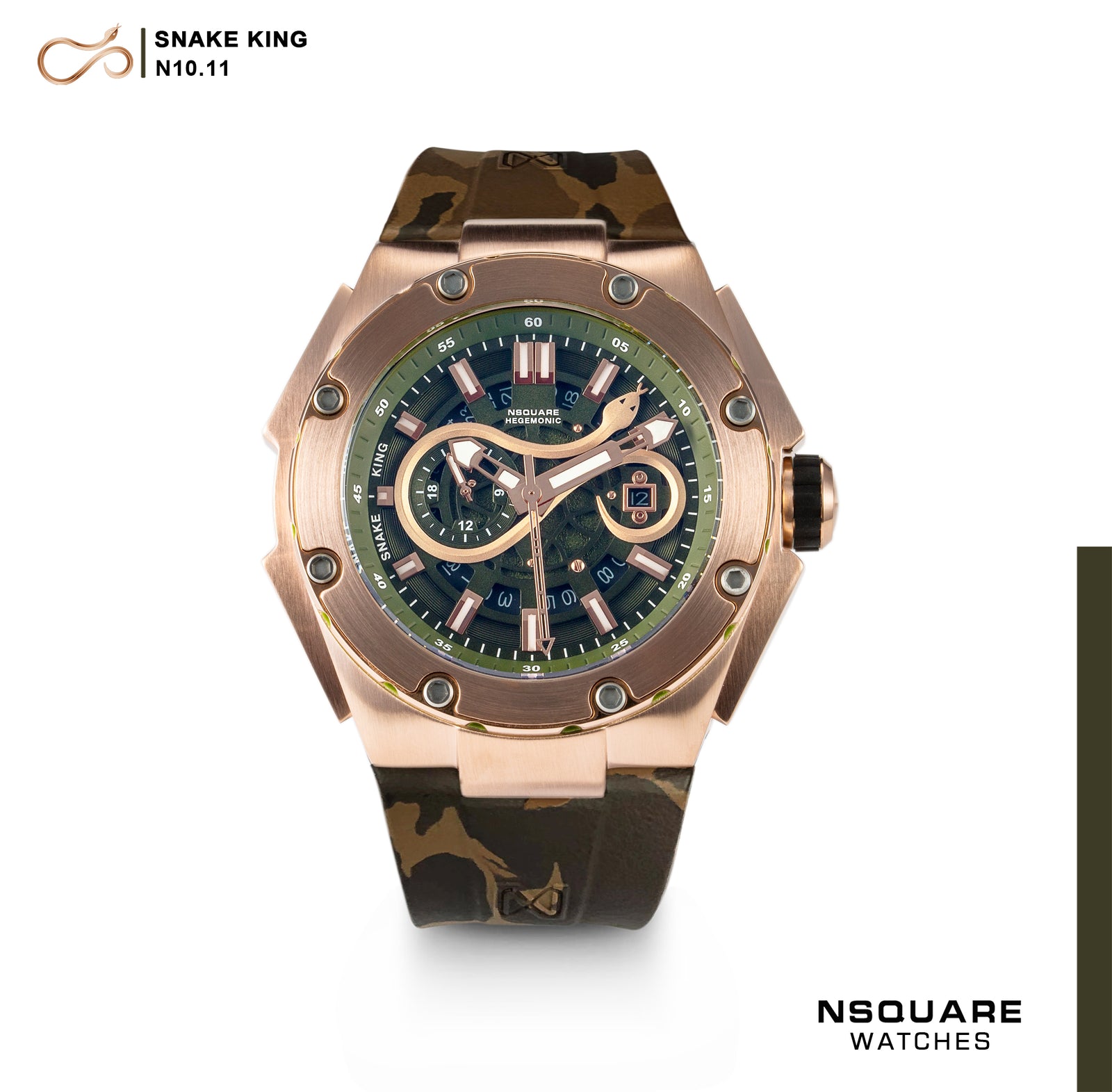 NSQUARE SnakeKing Automatic Watch-46mm N10.11CS Camper Green|NSQUARE 蛇皇系列 自動錶-46毫米 N10.11CS 軍營綠