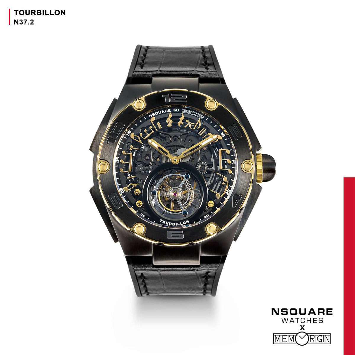 NSQUARE N37.2 Ronald Series-TOURBILLON Watch - 46mm Gold/Black|N37.2 鄭中基系列-陀飛輪46毫米 金/黑