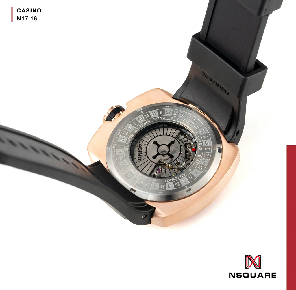 NSQUARE CASINO Automatic Watch 51mm-N17.16 Black/RG Limited Edition 88pcs|NSQUARE賭場系列自動表51毫米-N17.16黑色/玫瑰金色限量版88只