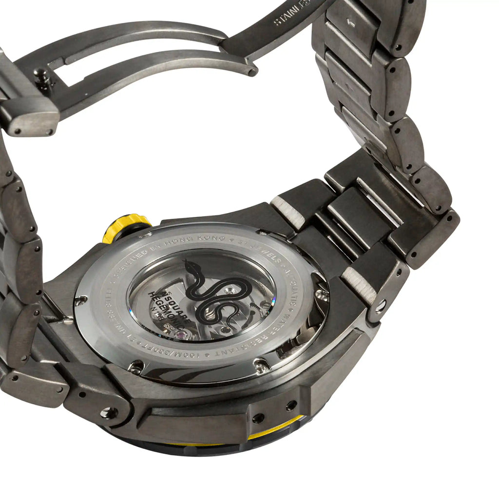 NSQUARE SnakeKing Automatic Watch-46mm N10.3 Gray/Yellow/GrayBracelet|蛇皇系列 自動錶-46毫米 N10.3 灰/黃/灰錶鏈帶