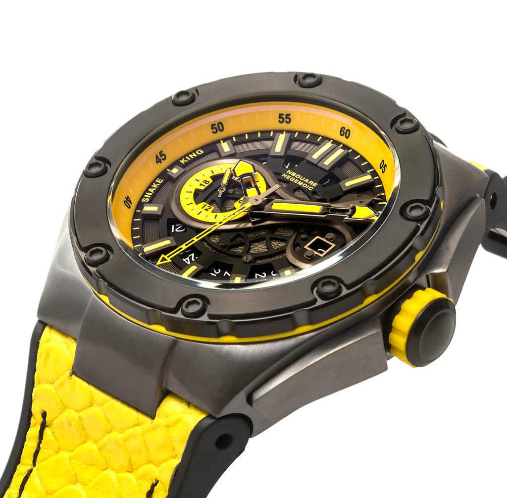 NSQUARE SnakeKing Automatic Watch-46mm N10.3 Gray/Tour Yellow|蛇皇系列 自動錶-46毫米  N10.3灰色/旅行黃