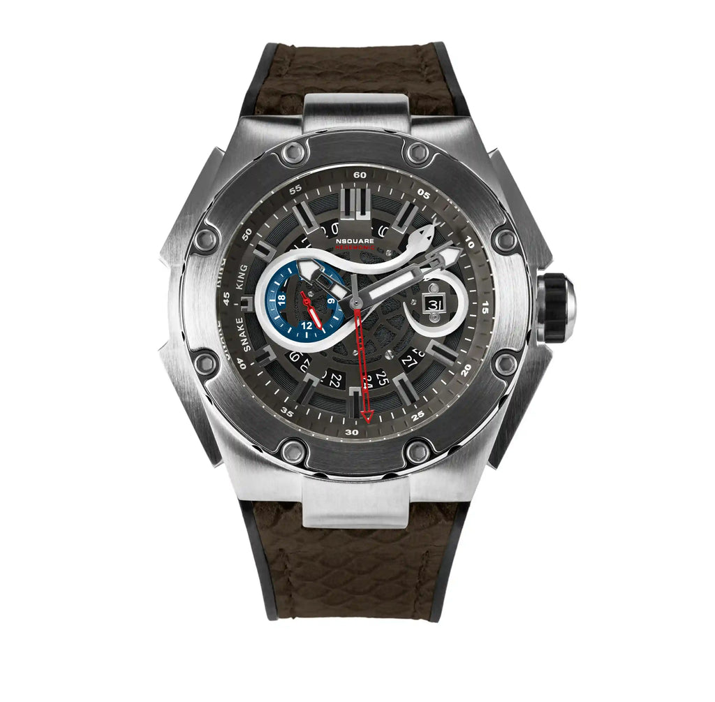 NSQUARE SnakeKing Automatic Watch-46mm N10.7 Chocolate/Steel|蛇皇系列 自動錶-46毫米  N10.7 朱古力/鋼色
