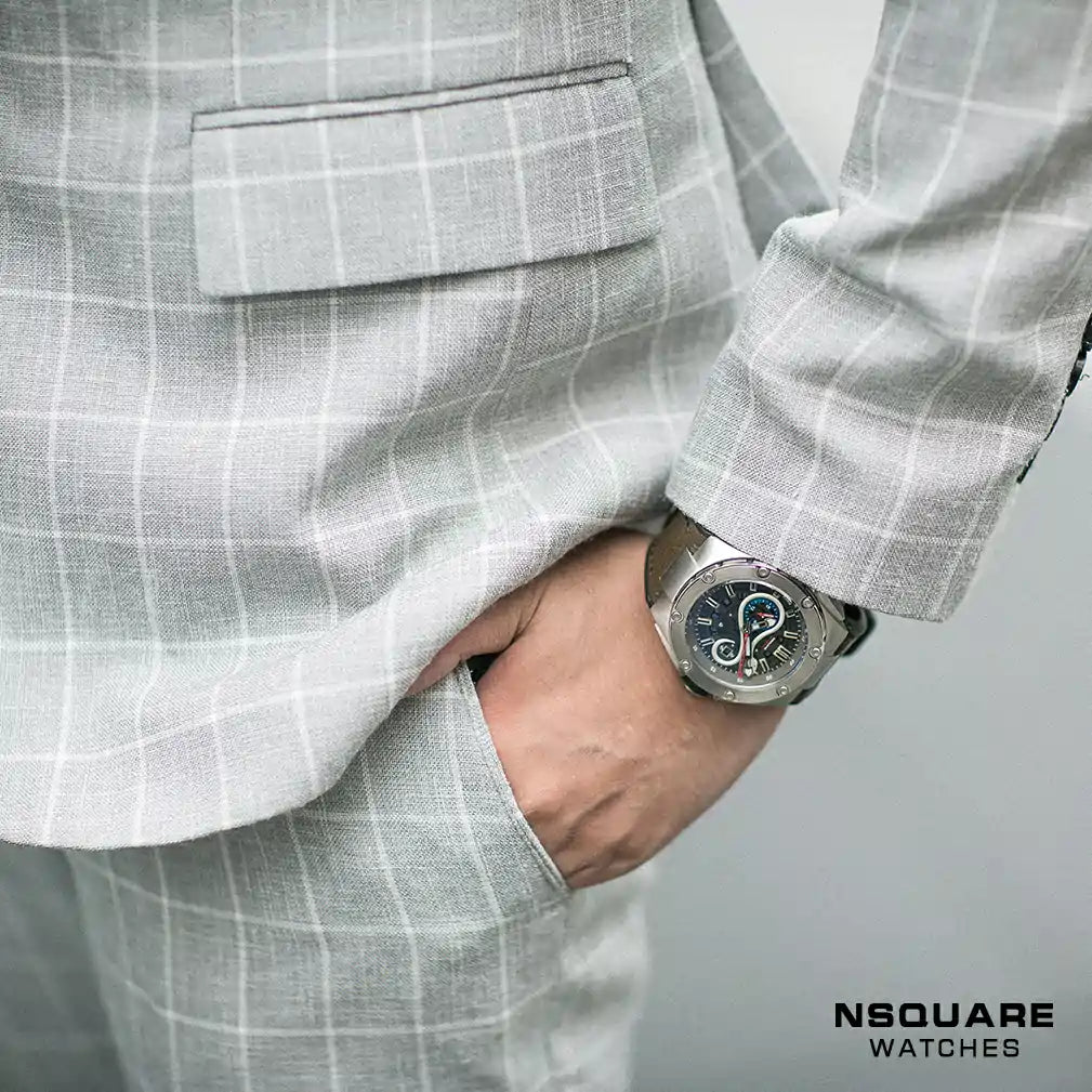 NSQUARE SnakeKing Automatic Watch-46mm N10.7 Chocolate/Steel|蛇皇系列 自動錶-46毫米  N10.7 朱古力/鋼色
