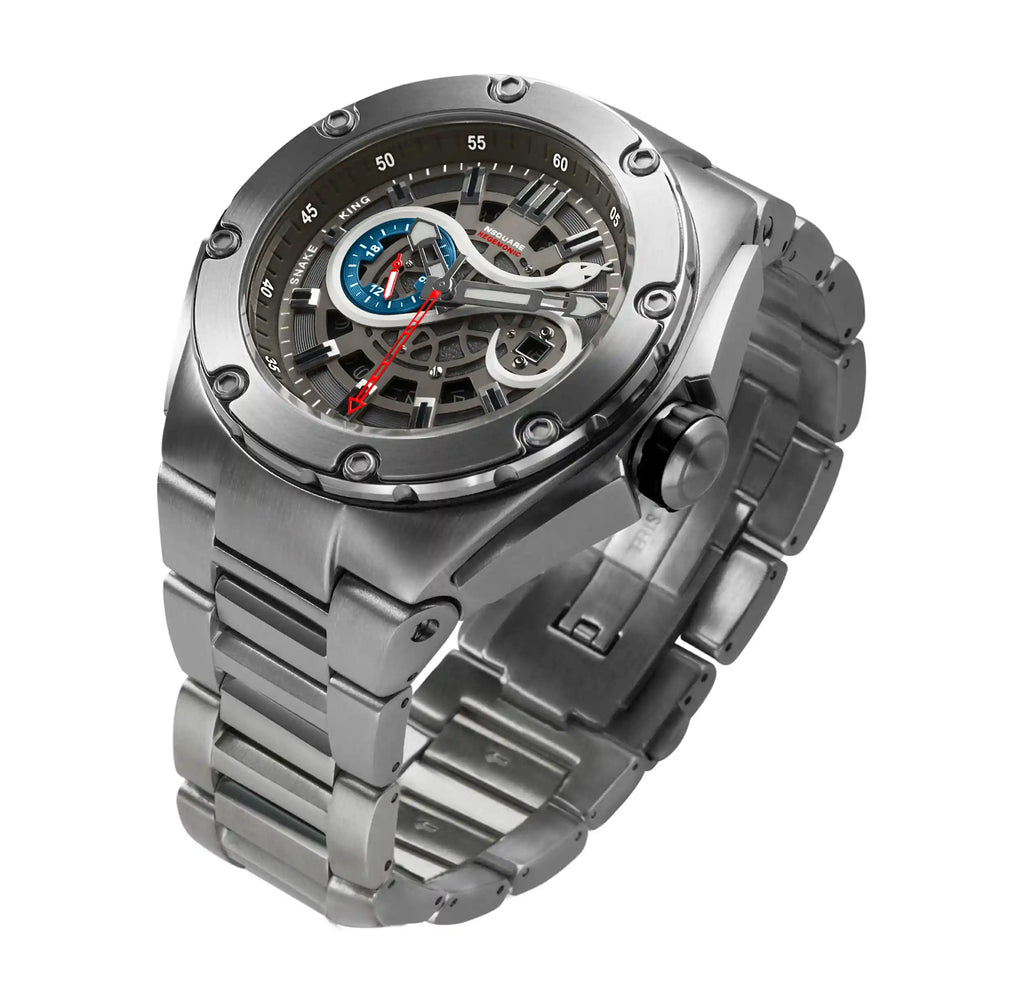 NSQUARE SnakeKing Automatic Watch-46mm N10.7 Cool Grey/SS Bracelet|蛇皇系列 自動表-46米 N10.7 冷灰/不銹鋼錶鍊
