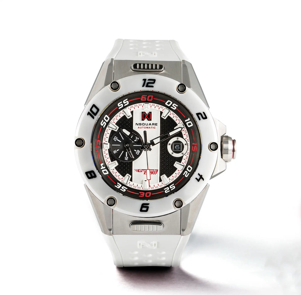 NSQUARE DYNAMIC RACE AUTOMATIC WATCH 46MM N31.3 SS/CERAMIC WHITE/WHITE|NSQUARE DYNAMIC RACE自動錶 46毫米 N31.3鋼/白色陶瓷/白色