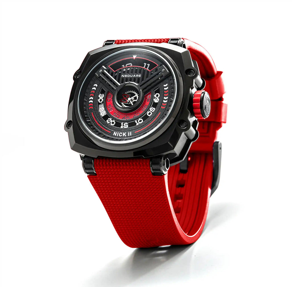 NSQUARE NICK II AUTOMATIC WATCH 45MM N12.2 BLACK/RED/RED |NSQUARE NICK II 自動表 45毫米 N12.2 黑色/紅色/紅色