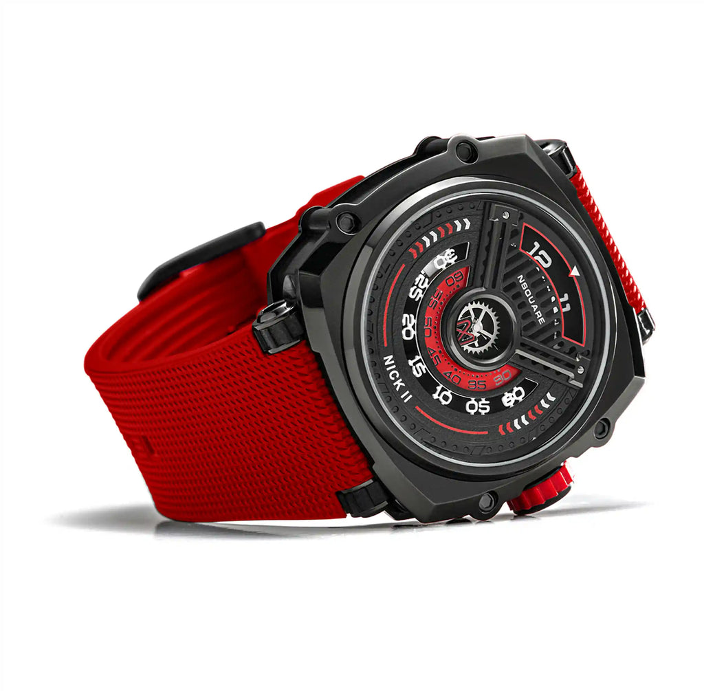 NSQUARE NICK II AUTOMATIC WATCH 45MM N12.2 BLACK/RED/RED |NSQUARE NICK II 自動表 45毫米 N12.2 黑色/紅色/紅色