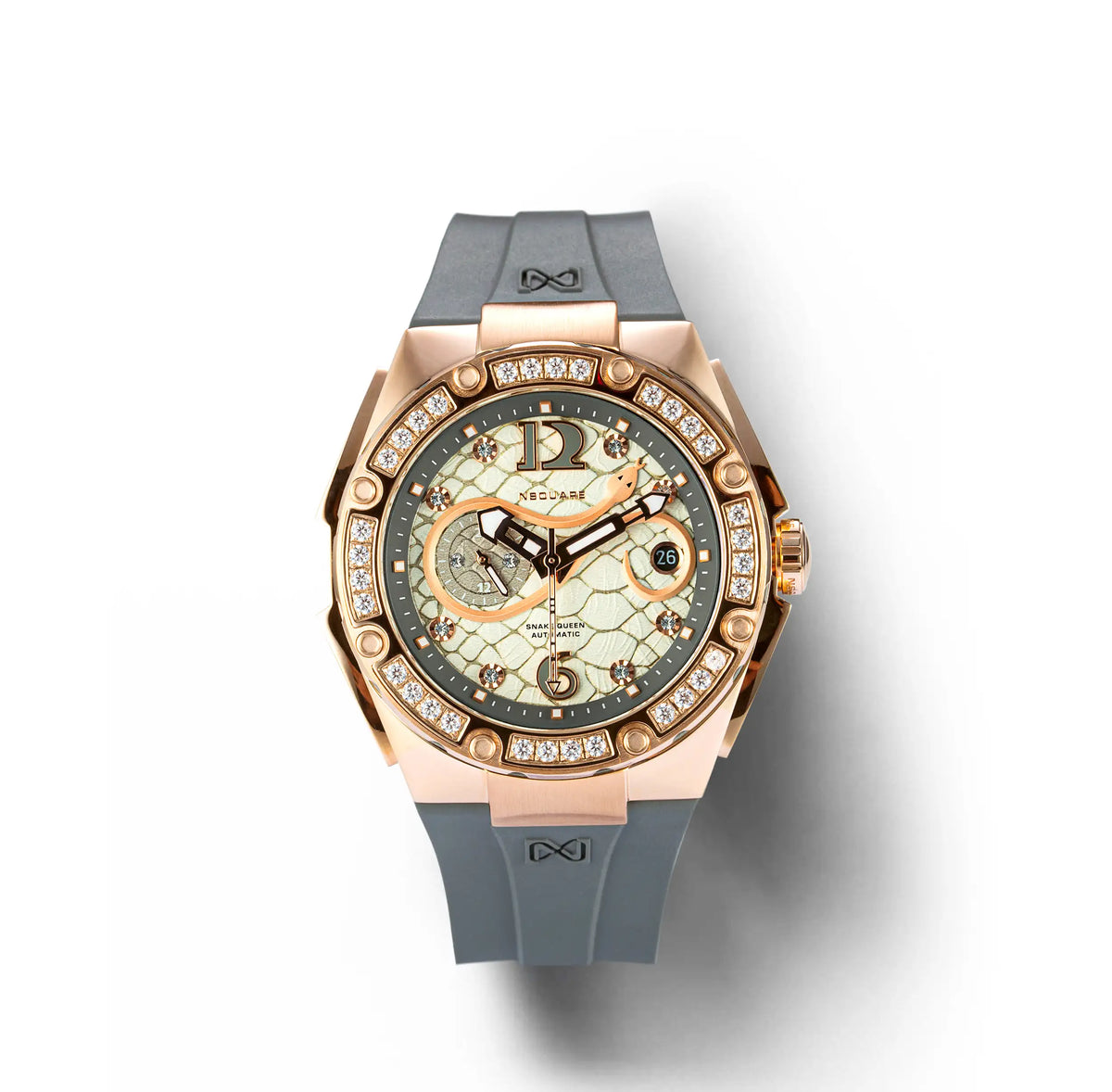 NSQUARE SnakeQueen39mm Automatic Watch- N48.2 RG/Gray|NSQUARE 蛇后39毫米系列 自動錶. N48.2玫瑰金色/冷灰色