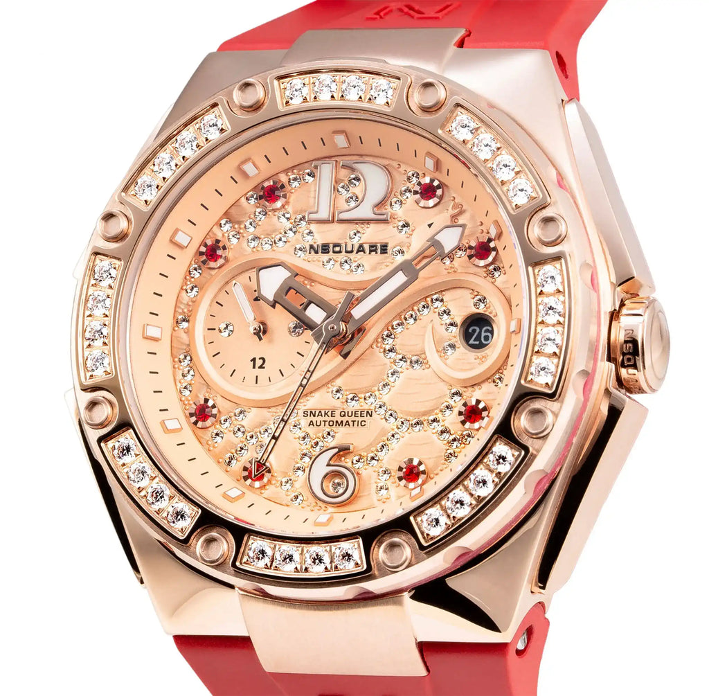 NSquare SnakeQueen39mm Automatic Watch N48.6 RG/Night Maroon Red|NSquare蛇后39毫米系列 自動錶 N48.6 玫瑰金色/夜栗紅色