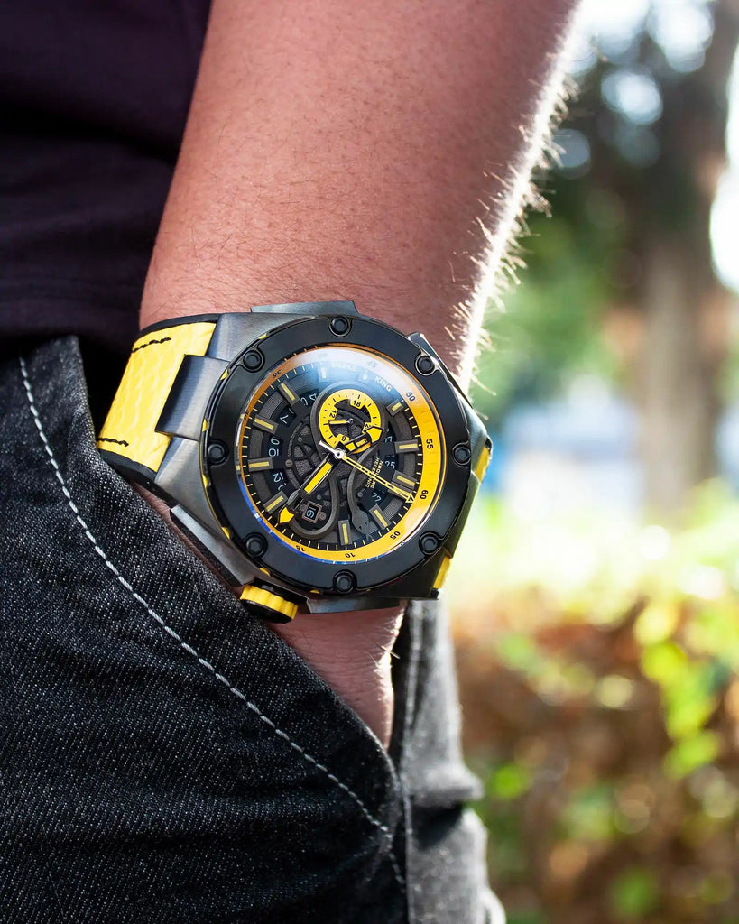NSQUARE SnakeKing Automatic Watch-46mm N10.3 Gray/Tour Yellow|蛇皇系列 自動錶-46毫米  N10.3灰色/旅行黃