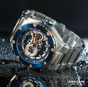 NSQUARE SnakeKing Automatic Watch-46mm N10.4 RG/Steel/SS Bracelet|蛇皇系列 自動錶-46毫米  N10.4 海岸藍色/不銹鋼錶鏈帶