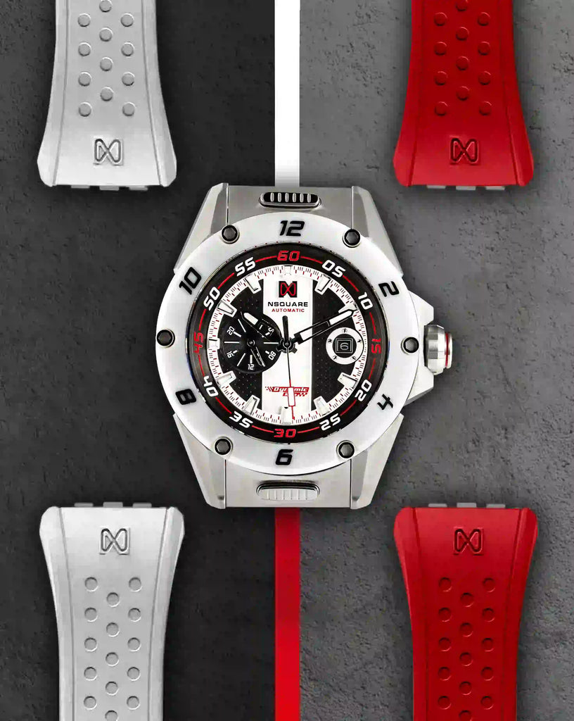 NSQUARE DYNAMIC RACE AUTOMATIC WATCH 46MM N31.3 SS/CERAMIC WHITE/WHITE|NSQUARE DYNAMIC RACE自動錶 46毫米 N31.3鋼/白色陶瓷/白色