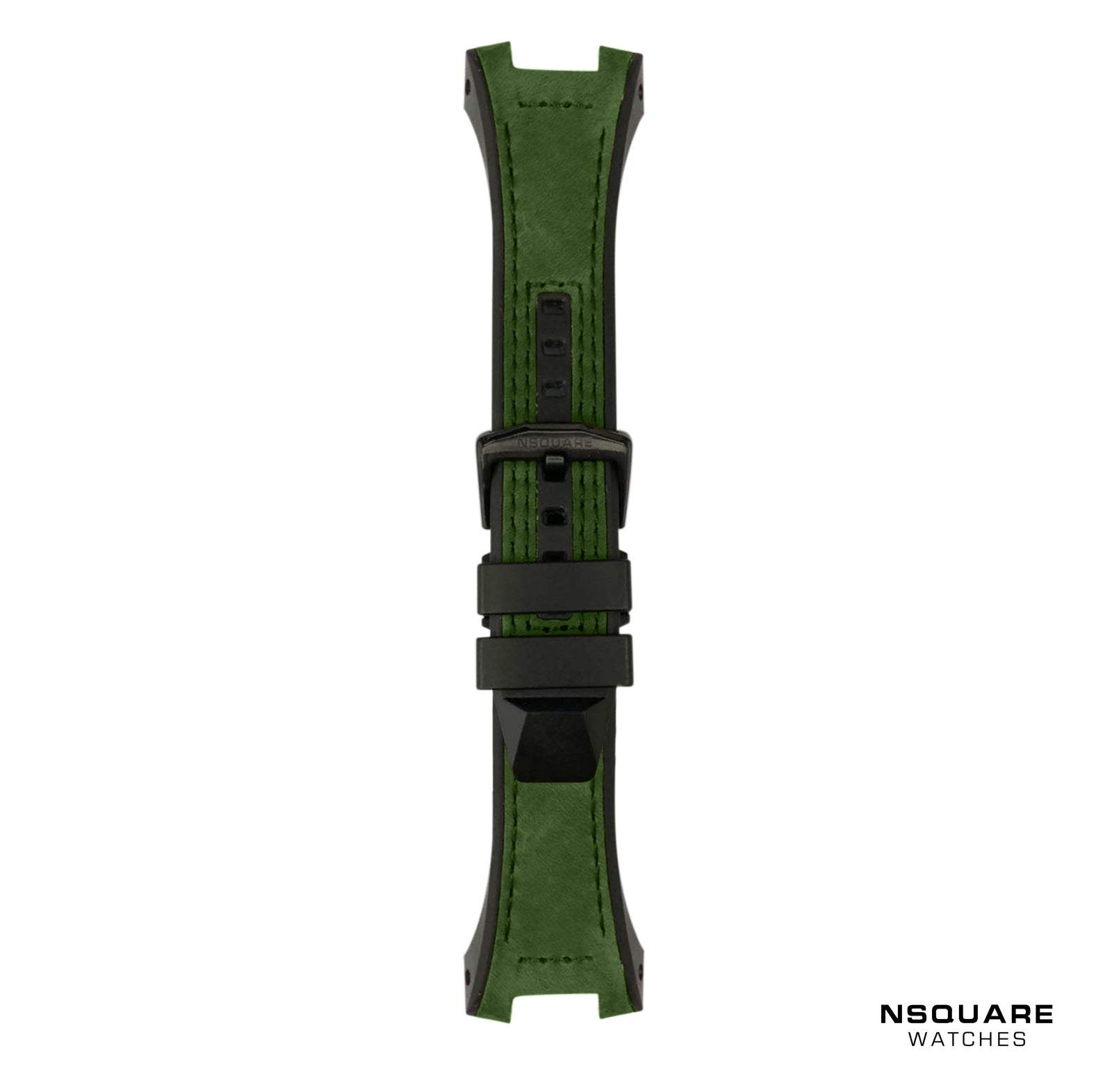 N03.2 Dual-material - Green Leather with Black Rubber Strap|N03.2 雙材質 - 綠色真皮和黑色橡膠帶