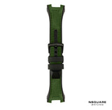 N03.2 Dual-material - Green Leather with Black Rubber Strap|N03.2 雙材質 - 綠色真皮和黑色橡膠帶