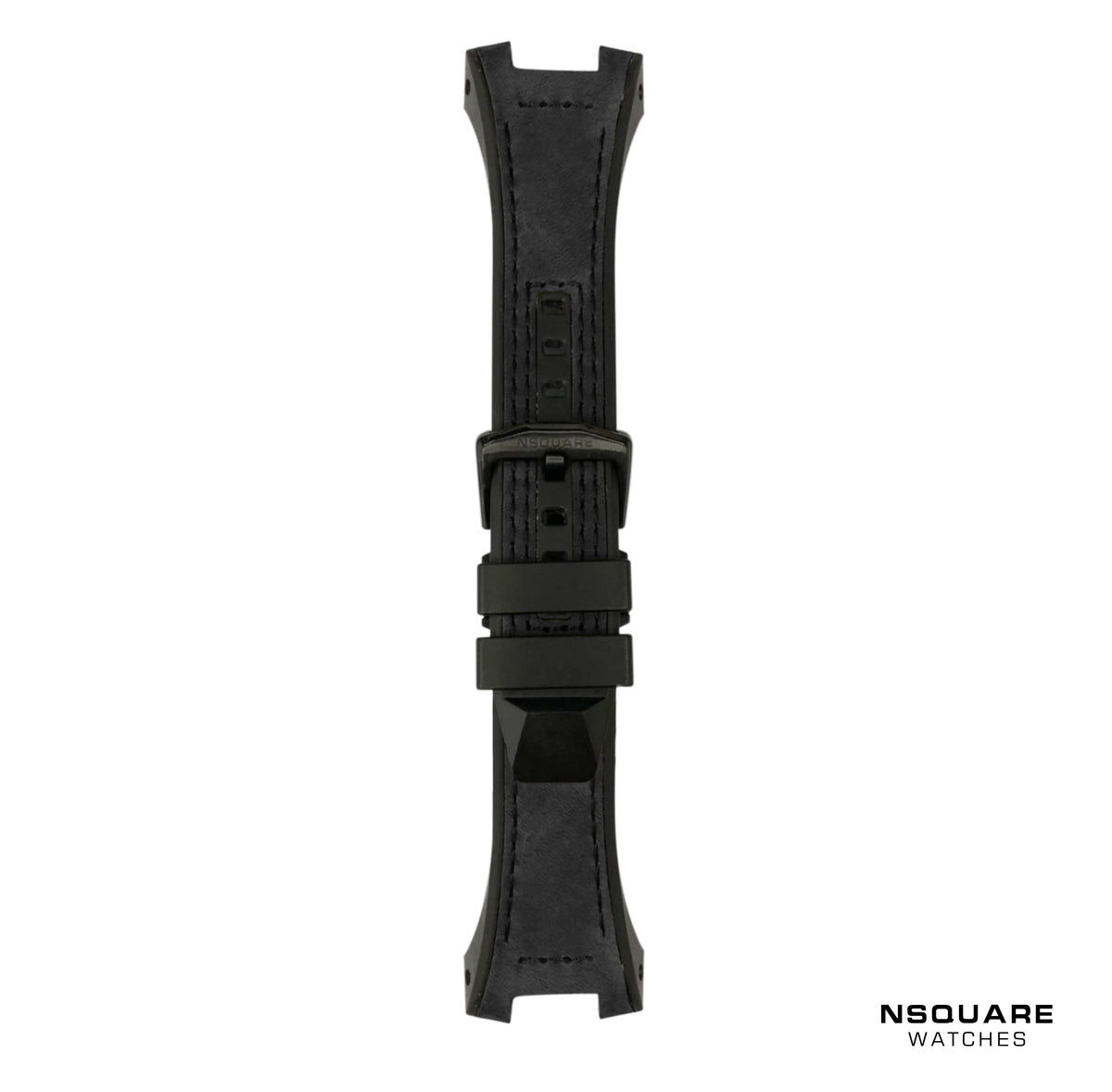 N03.4 Dual-material - Black Leather with Black Rubber Strap|N03.4 雙材質 - 黑色真皮和黑色橡膠帶