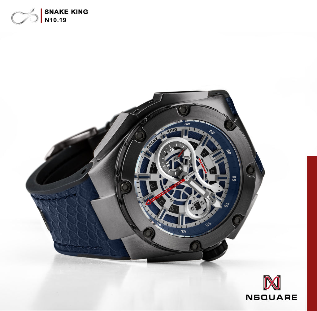 NSQUARE SnakeKing Automatic Watch-46mm N10.19 Gray Metal Blue|NSQUARE 蛇皇系列 自動錶-46毫米  N10.19 灰藍色