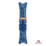 N11.10 Dual Material - Blue Snake Embossing Pattern Leather with Blue Rubber Strap|N11.10 雙材質 - 藍色蟒蛇壓花圖案皮和藍色橡膠帶