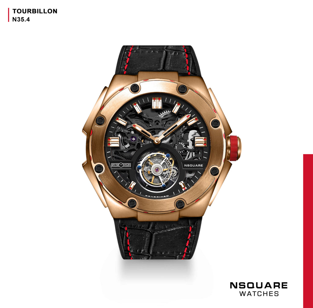 NSQUARE NM01-TOURBILLON Watch - 46mm  N35.4Rose Gold/Black|NM01-陀飛輪 46毫米  N35.4 玫瑰金/黑