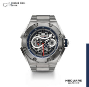 NSQUARE SnakeKing Automatic Watch-46mm N10.6 Blue Steel/SS Bracelet|蛇皇系列 自動表-46毫米 N10.6 鋼藍色/不金屬錶鍊