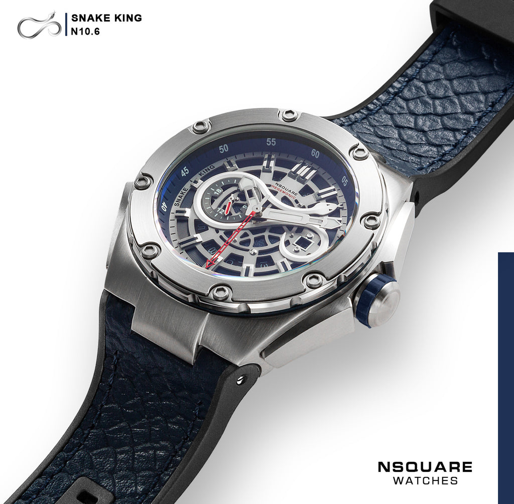 NSQUARE SnakeKing Automatic Watch-46mm N10.6 Blue Steel/Blue|NSQUARE 蛇皇系列 自動錶-46毫米  N10.6 鋼藍色