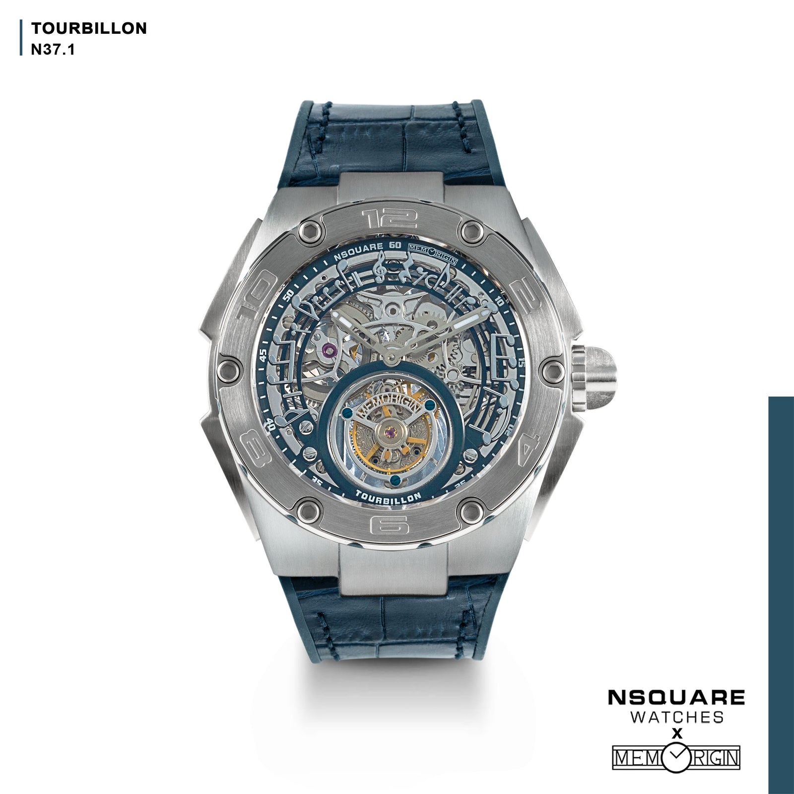 NSQUARE N37.1 Ronald Series-TOURBILLON Watch - 46mm  SS/Blue|N37.1 鄭中基系列-陀飛輪46毫米  鋼藍色