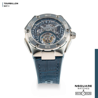 NSQUARE N37.1 Ronald Series-TOURBILLON Watch - 46mm SS/Blue|N37.1 鄭中基系列-陀飛輪46毫米 鋼藍色