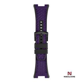 N51.8 雙材質 - 紫色蟒蛇壓花圖案皮和黑色橡膠帶