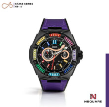 Load image into Gallery viewer, N51.8 Dual Material - Purple Snake Embossing Pattern Leather with Black Rubber Strap|N51.8 雙材質 - 紫色蟒蛇壓花圖案皮和黑色橡膠帶