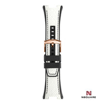 將圖片載入圖庫檢視器 N59.1 Dual Material - White Leather with Black Rubber Strap|N59.1 雙材質 - 白色皮和黑色橡膠帶