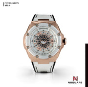 N59.1 Dual Material - White Leather with Black Rubber Strap|N59.1 雙材質 - 白色皮和黑色橡膠帶