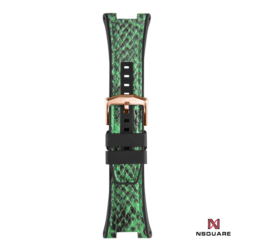 N59.2 Dual Material - Green Leather with Black Rubber Strap|N59.2 雙材質 - 綠色皮和黑色橡膠帶
