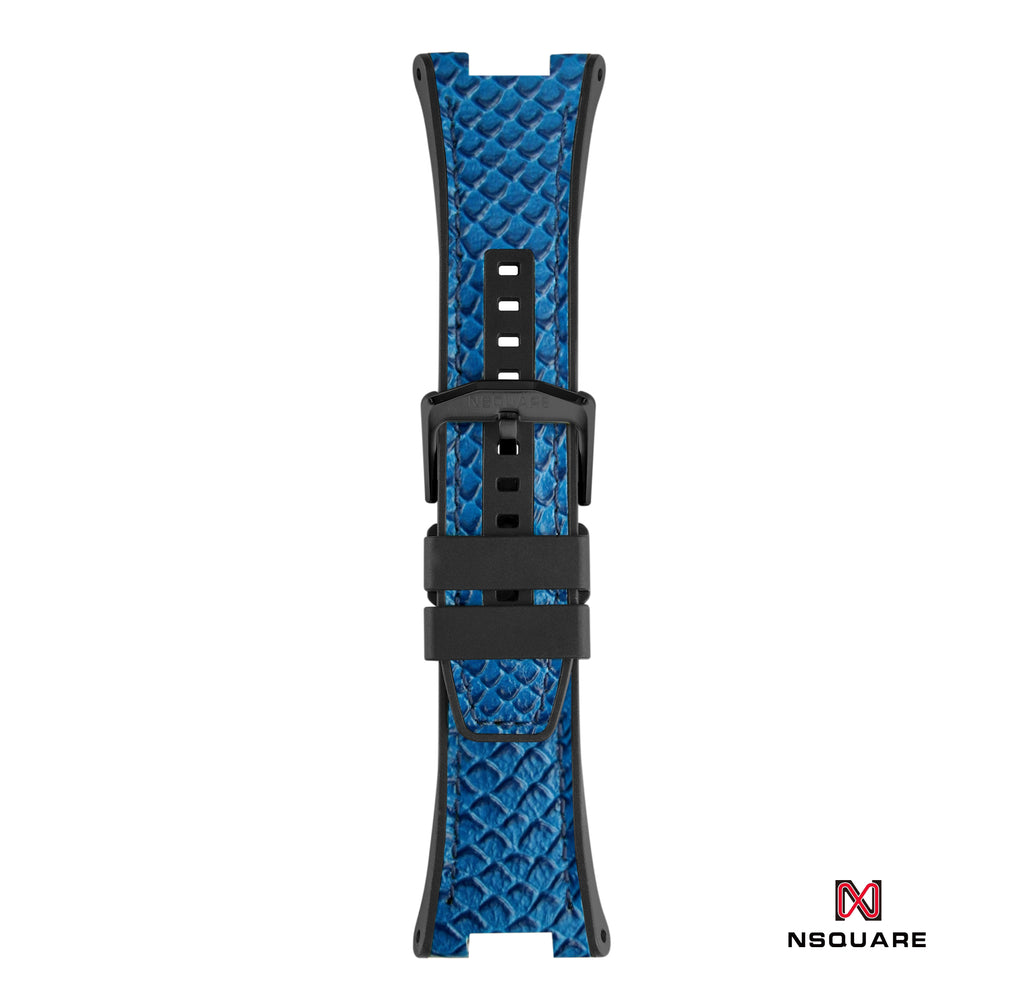 N59.3 Dual Material - Blue Leather with Black Rubber Strap|N59.3 雙材質 - 藍色皮和黑色橡膠帶