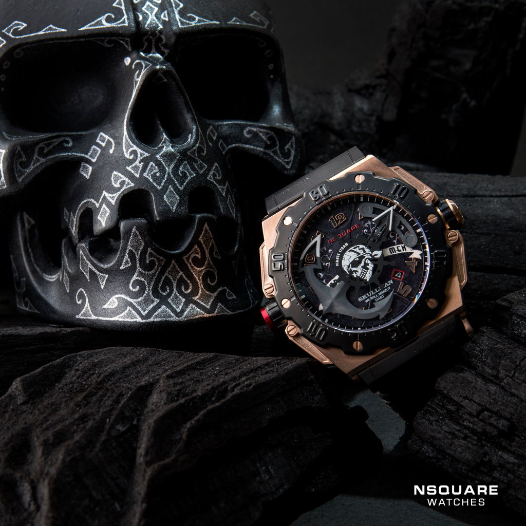 NSQUARE PirateStorm Automatic Watch - 48mm N15.4 BLACK/RG|海盜風暴 自動錶 - 48mm N15.4 黑色/玫瑰金色