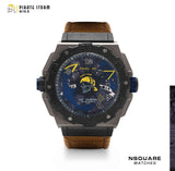 NSQUARE PirateStorm Automatic Watch - 48mm N15.5 Black/Vachetta Tan|海盜風暴 自動錶 - 48mm N15.5 黑色/棕褐色