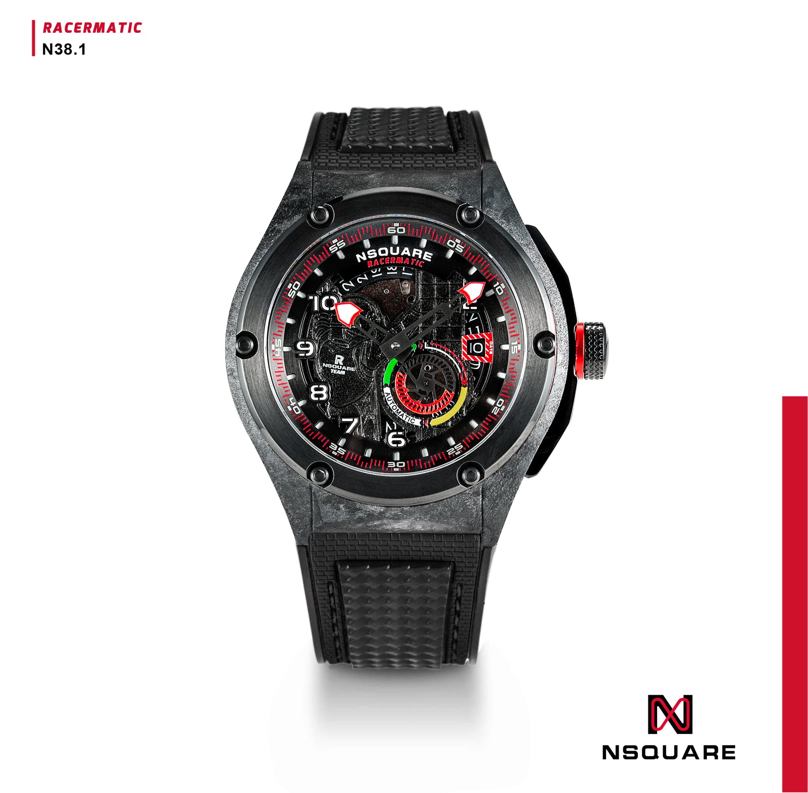 NSQUARE Racermatic Automatic N38.1 BLACK/BLACK|NSQUARE競賽者係列自動表N38.1黑色/黑色