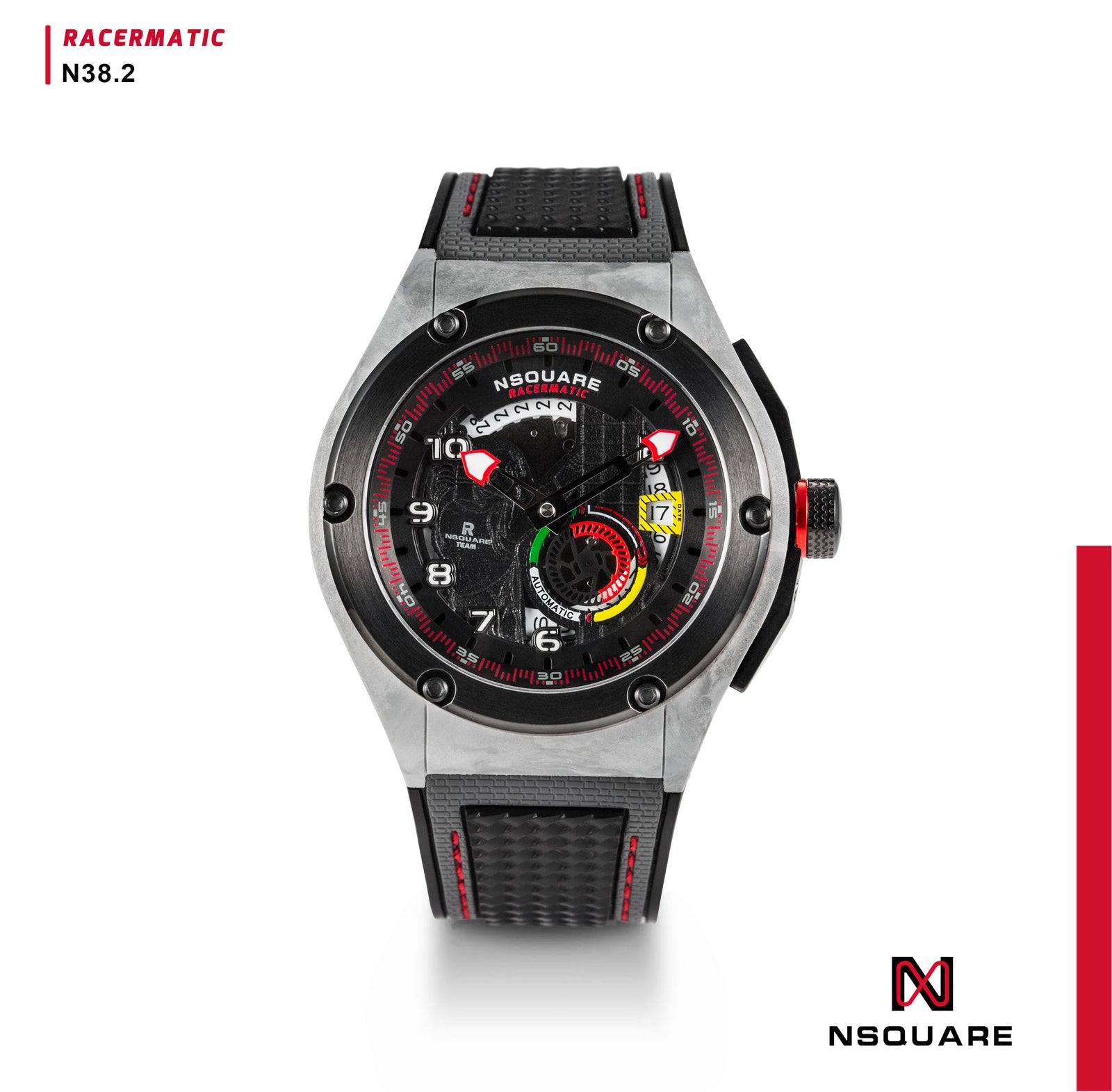NSQUARE Racermatic Automatic N38.2 GREY/BLACK|NSQUARE競賽者係列 自動表N38.2 灰色/黑色