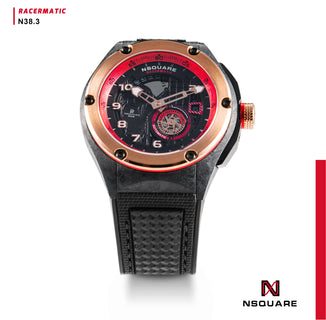 NSQUARE Racermatic Automatic N38.3 RG/BLACK|NSQUARE競賽者系列 自動錶N38.3 玫瑰金色/黑色