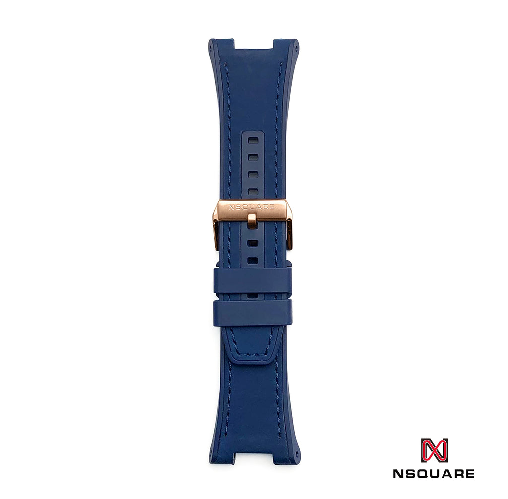 N44.2 Dual Material - Blue Vintage Leather with Black Rubber Strap|N44.2 雙材質 - 藍色彷復古牛皮和黑色橡膠帶
