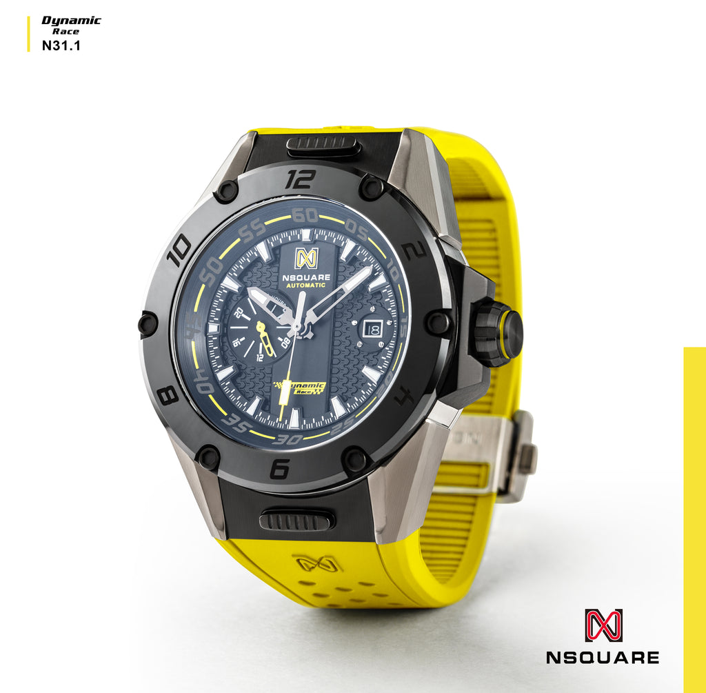 NSquare Dynamic Race Automatic Watch 46mm N31.1 Gray/Black Ceramic/Yellow|NSquare Dynamic Race自動錶 46毫米 N31.1灰色/黑陶瓷/黃