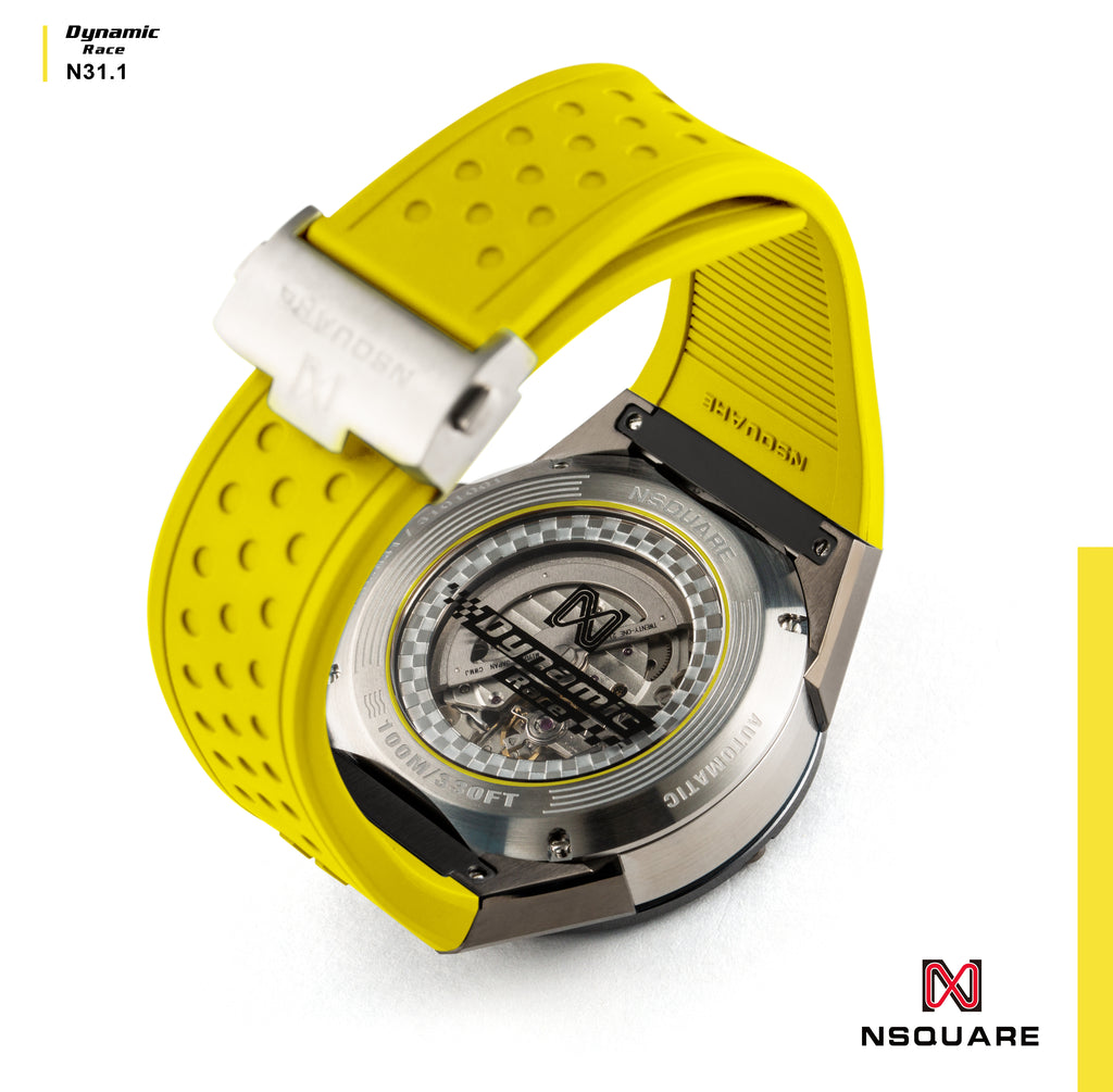 NSquare Dynamic Race Automatic Watch 46mm N31.1 Gray/Black Ceramic/Yellow|NSquare Dynamic Race自動錶 46毫米 N31.1灰色/黑陶瓷/黃