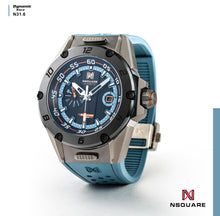 將圖片載入圖庫檢視器 NSQUARE DYNAMIC RACE AUTOMATIC WATCH 46MM N31.6 GRAY/BLACK CERAMIC/LIGHT BLUE|NSQUARE DYNAMIC RACE自動腕錶 46毫米 N31.6灰/黑色陶瓷/淺藍色