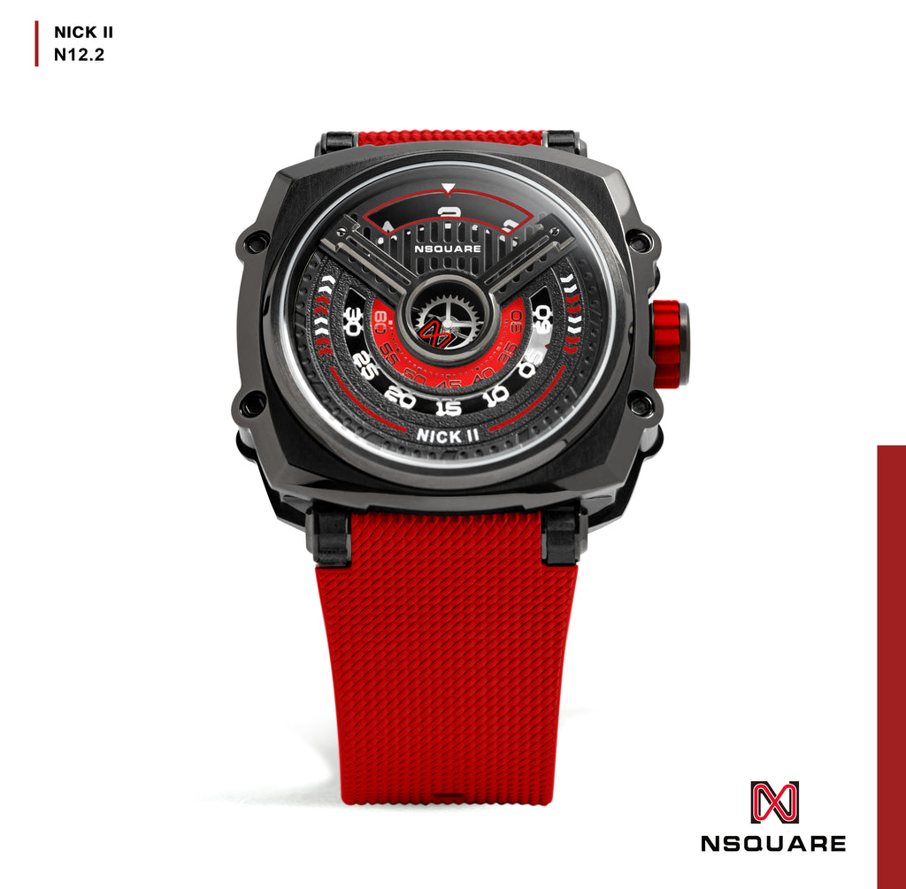 NSQUARE NICK II AUTOMATIC WATCH 45MM N12.2 BLACK/RED/RED |NSQUARE NICK II自動錶 45毫米 N12.2 黑色/紅色/紅色