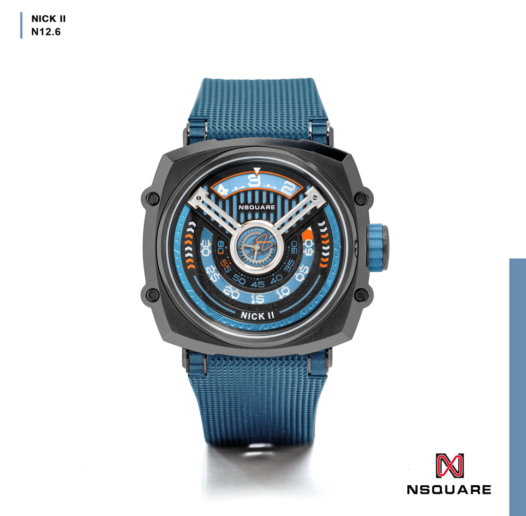 NSQUARE NICK II AUTOMATIC WATCH 45MM N12.6 MISTY BLUE/GRAY|NSQUARE NICK II自動腕錶 45毫米 N12.6 迷霧藍/灰