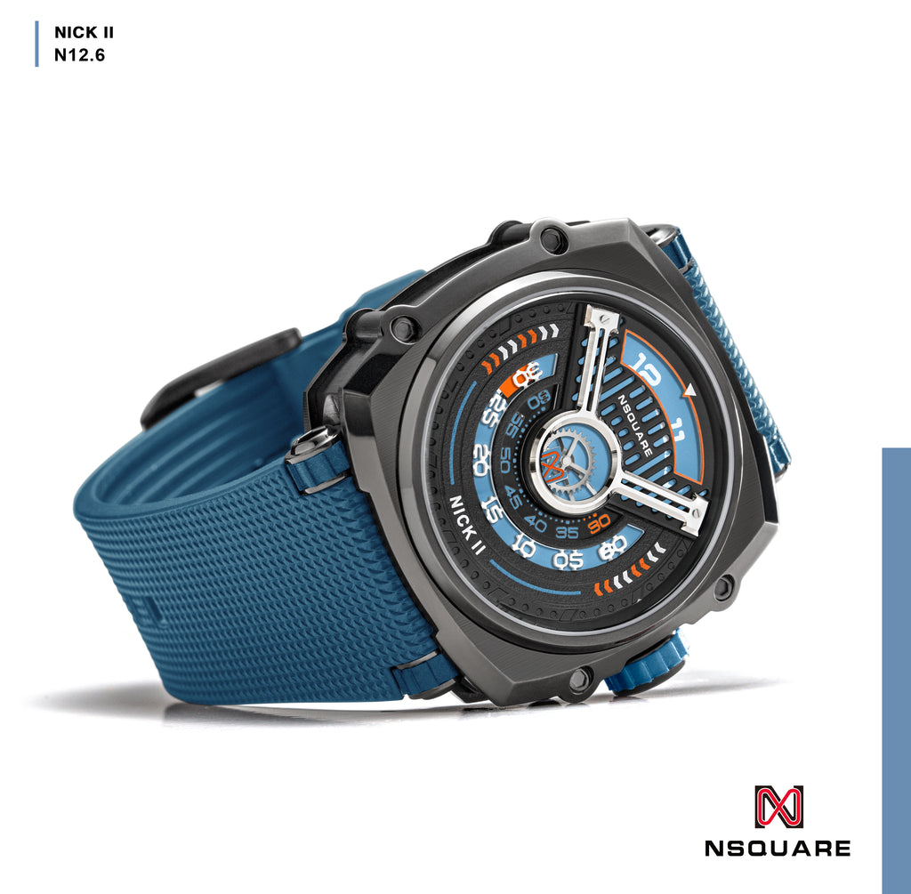 NSQUARE NICK II AUTOMATIC WATCH 45MM N12.6 MISTY BLUE/GRAY|NSQUARE NICK II自動腕錶 45毫米 N12.6 迷霧藍/灰