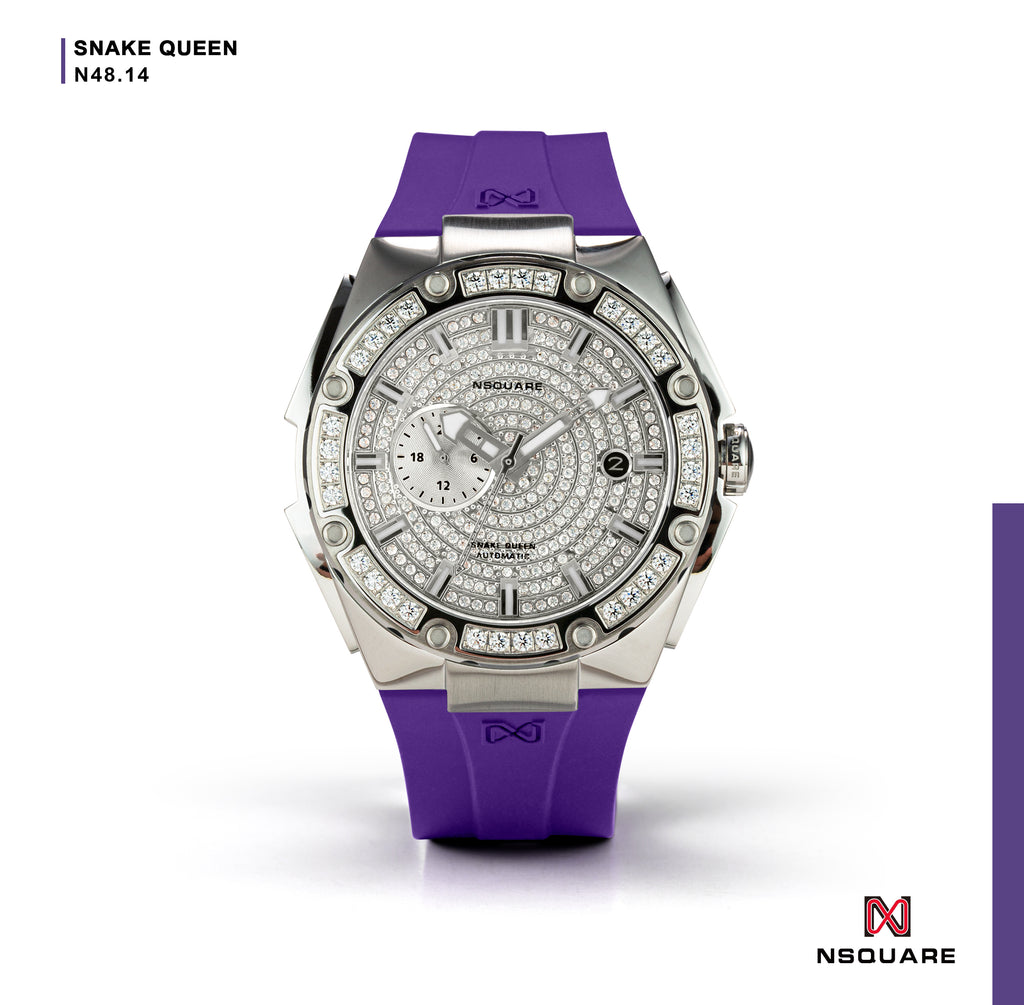 NSquare Dazz Automatic Watch 39mm N48.14 Dazz Steel+Purple Strap|NSquare Dazz系列 自動表 39毫米 N48.14 閃亮鋼+紫色錶帶