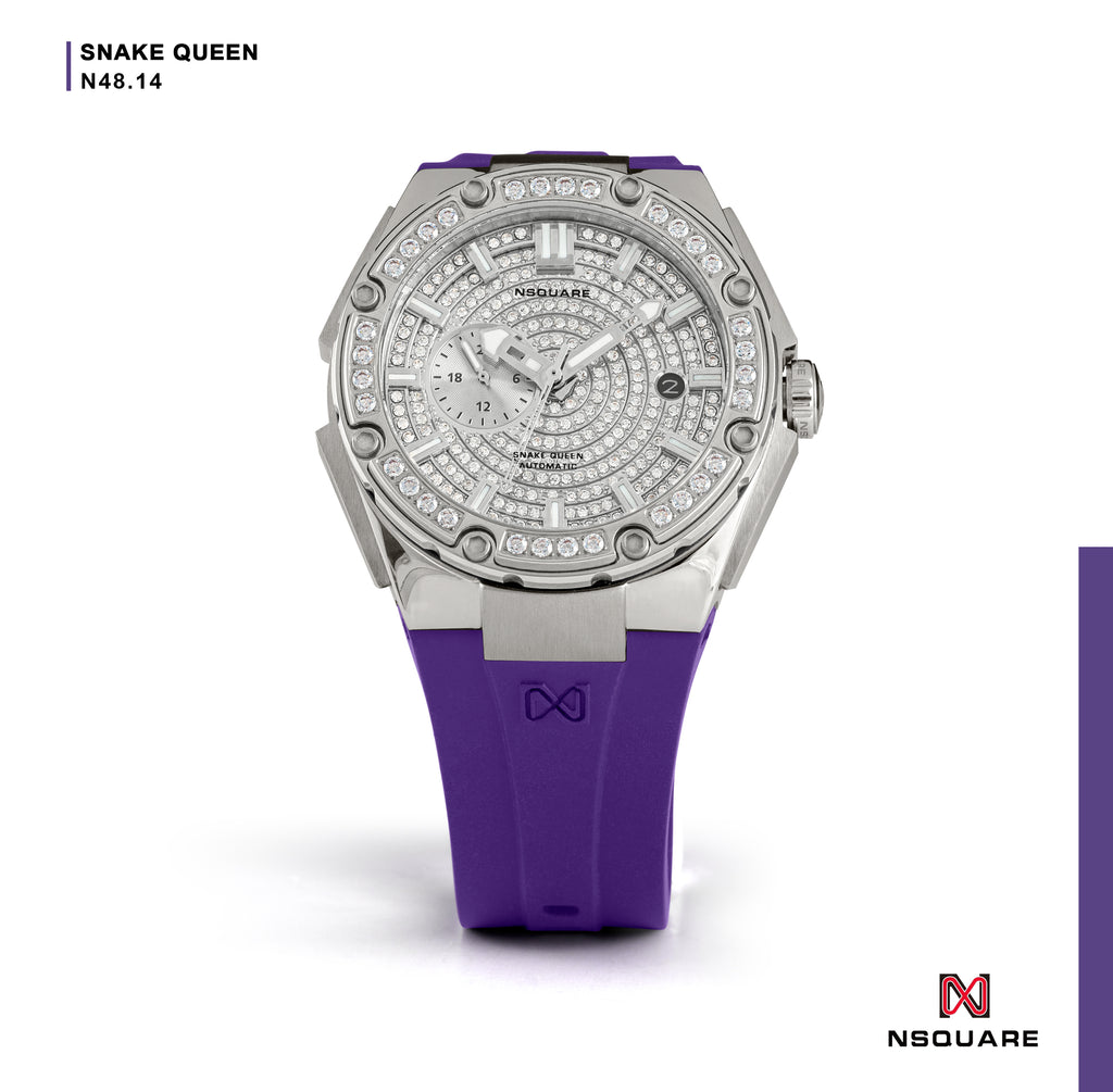 NSquare Dazz Automatic Watch 39mm N48.14 Dazz Steel+Purple Strap|NSquare Dazz系列 自動錶 39毫米 N48.14 閃亮鋼+紫色錶帶